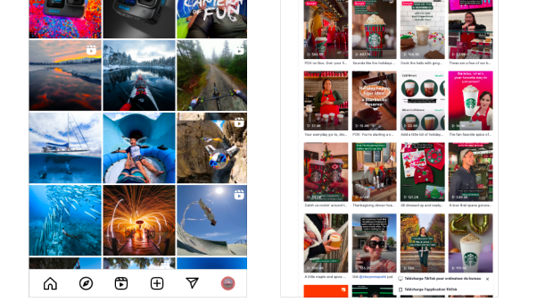 Le compte instagram de Go Pro et Tiktok de Starbucks